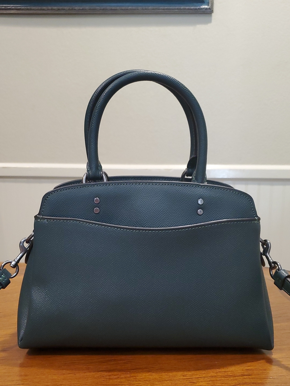 Like NEW Coach Teal Mini Lillie Carryall Bag - Picture 3 of 13